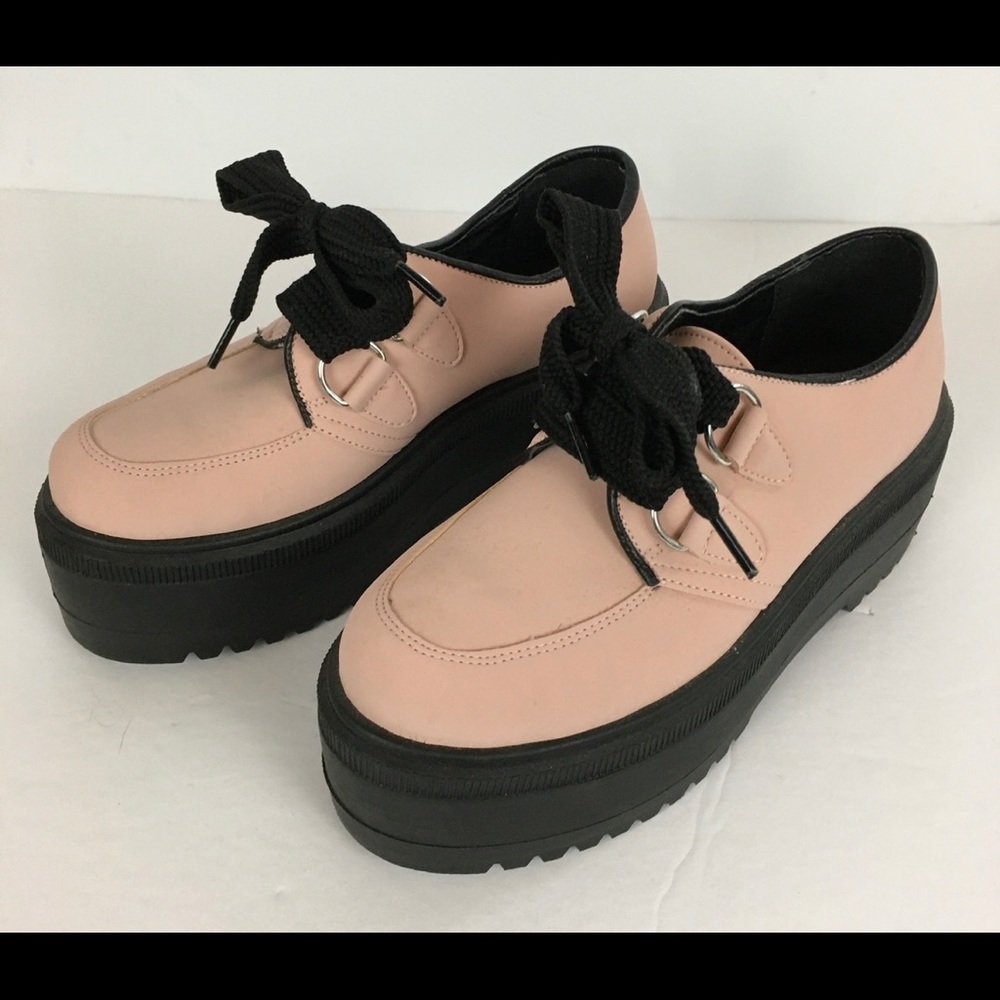 Asos Shoes Lace-Up Platform Creepers Chunky Pink